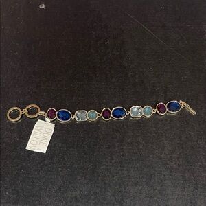 Gold-Tone Multi-Stone Bracelet in Blue and Purple